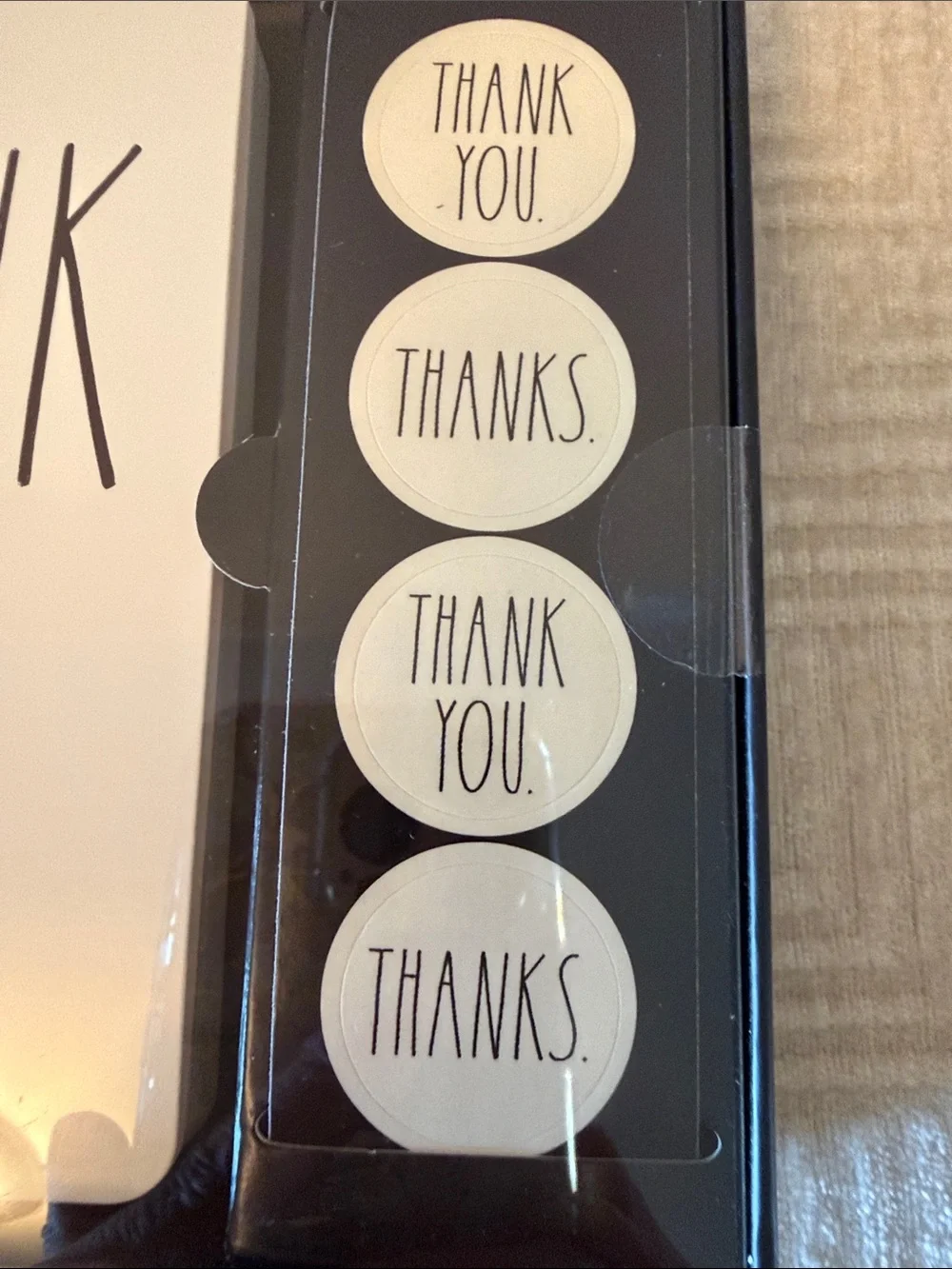 Rae Dunn White and Black Thank You Card Set with Sticker Seals